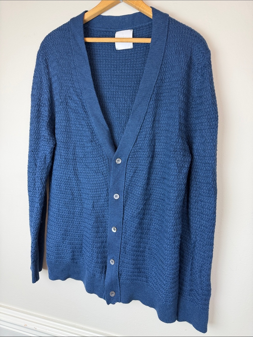 Bellwood Italy Merino Wool Cashmere Blend Cardigan Sweater IT 54 XL Blue Knit